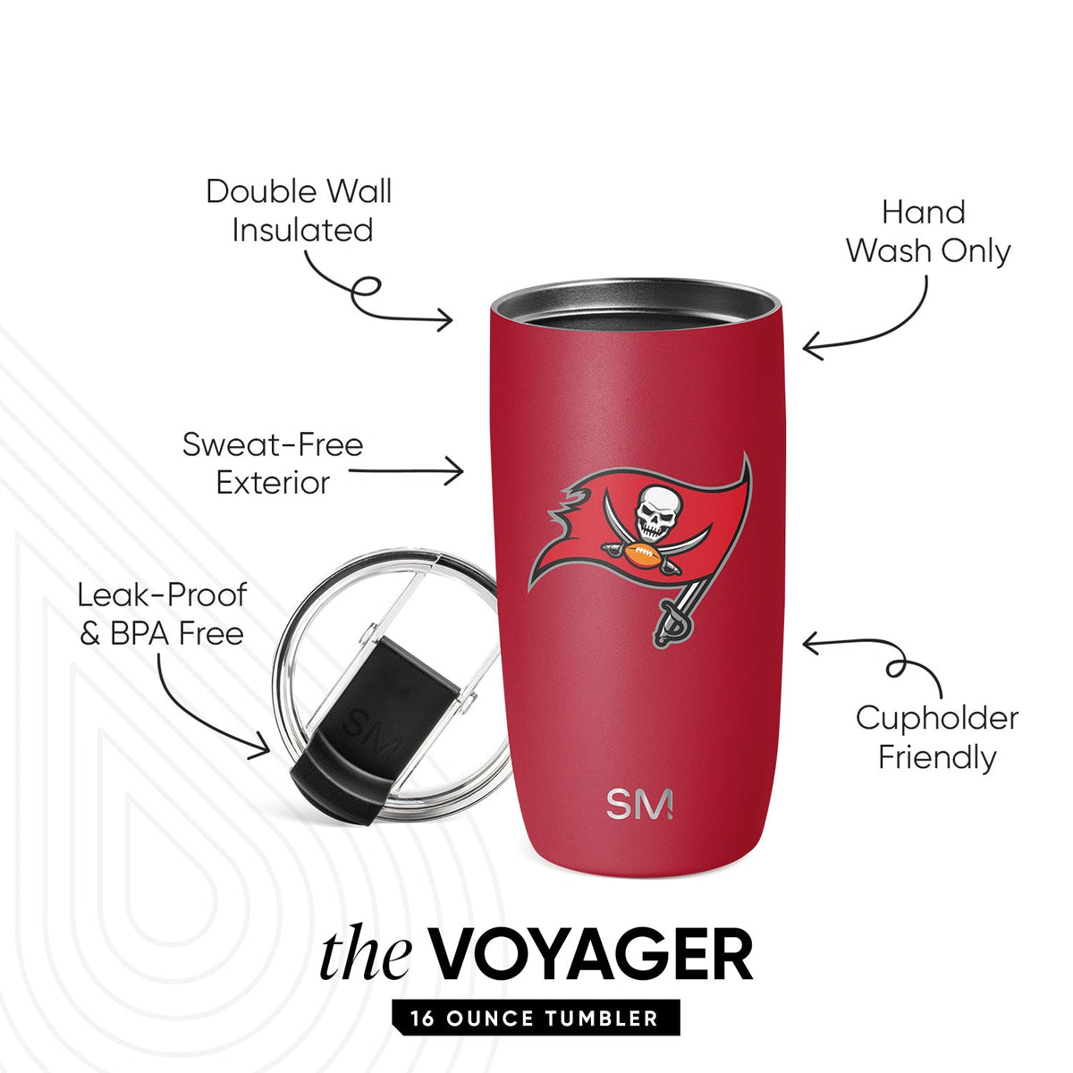 NFL Voyager Tumbler with Clear Flip Lid & Straw - Tampa Bay Buccaneers 16oz