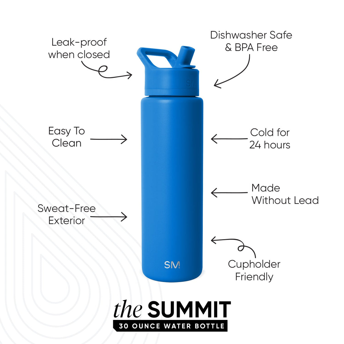 Summit Water Bottle with Straw Lid - Supersonic Blue 30oz