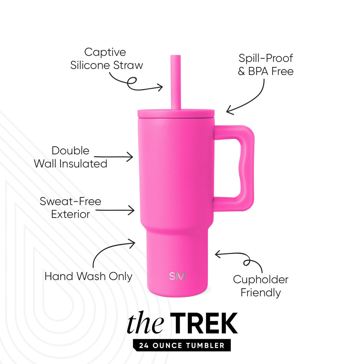 Trek Kids Tumbler with Silicone Straw Lid - Raspberry Vibes 24 Oz